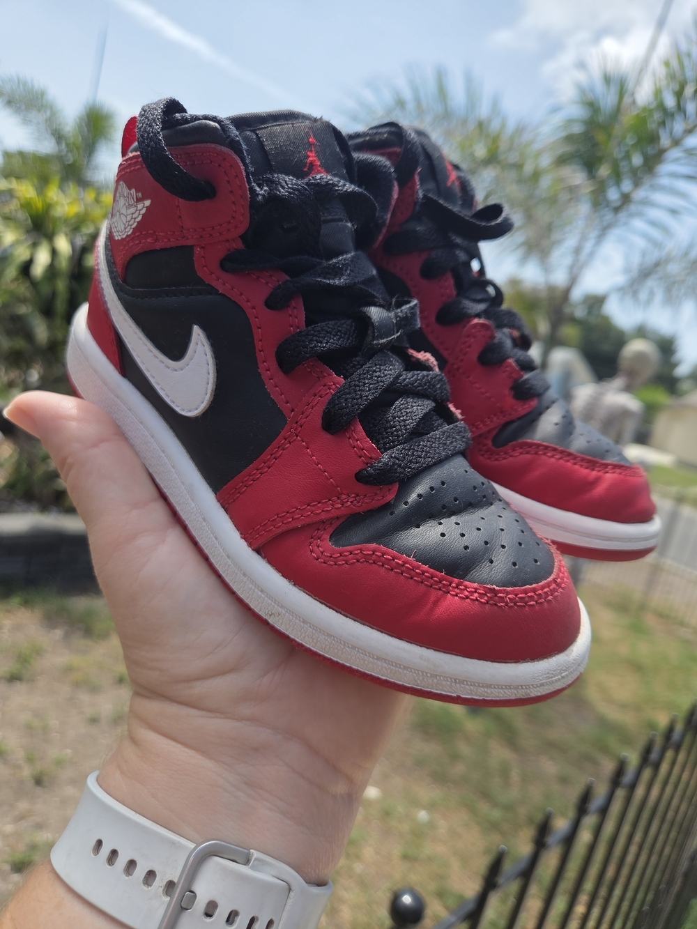 Nike Jordan Size 11c Kids' Black, Red and White High-Top Sneakers